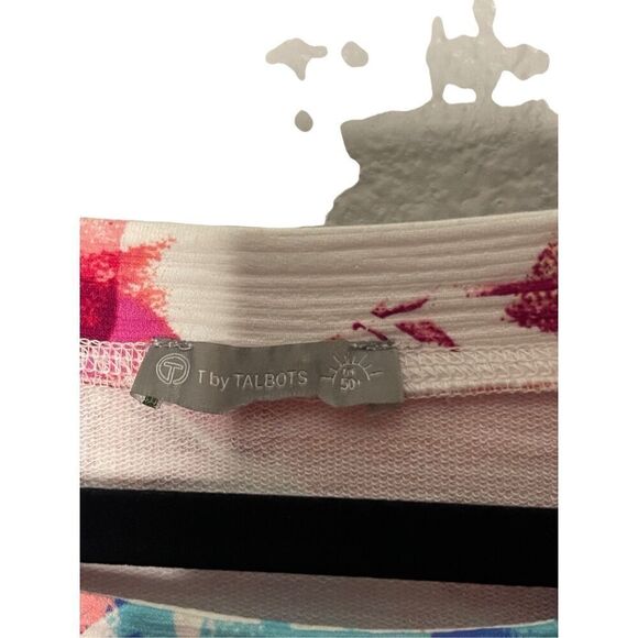 T By Talbots UPF 50+ Vibrant Floral Pullover Slub Terry Lightweight Sweater - Picture 3 of 5